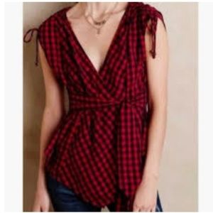 Holding Horses for Anthro Buffalo Check Wrap Top